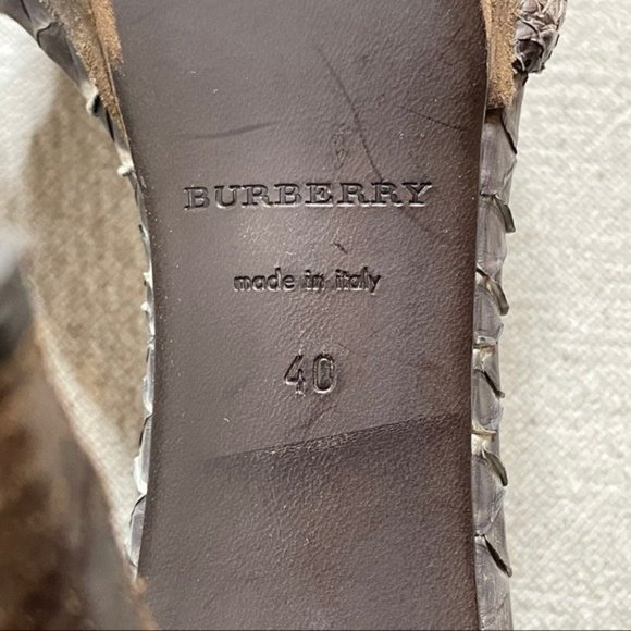 Burberry Python Snakeskin Brown Platform Strappy Sandals 10 - Picture 8 of 8